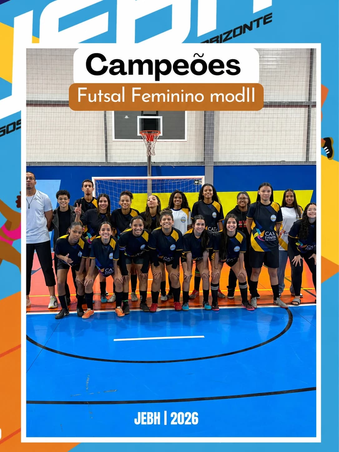 Equipe de Futsal feminino campeã dos Jogos Escolares de Belo Horizonte de 2026